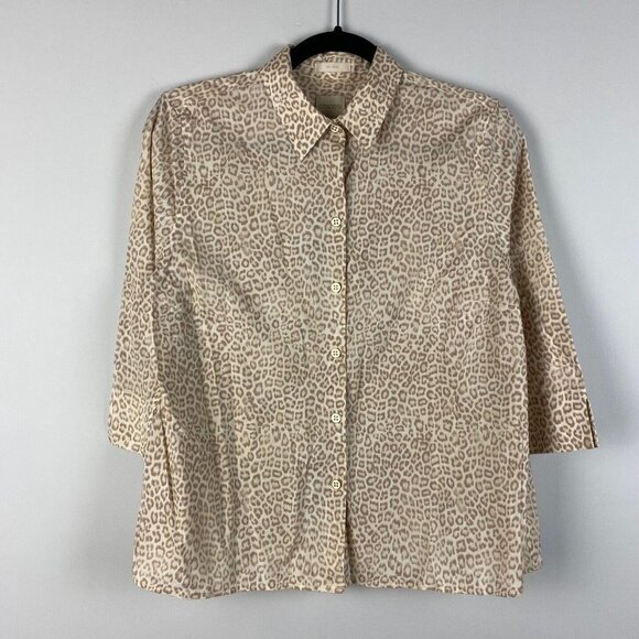 Chicos No Iron Shirt Blouse Button Front Animal Print 3/4 Sleeves Size 1P US MP - Picture 1 of 9